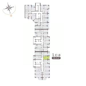 Студия квартира, вторичка, 19м2, 1/19 этаж