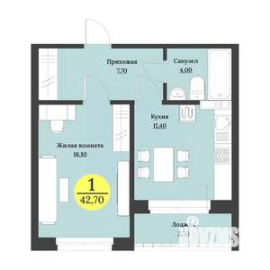 1-к квартира, вторичка, 44м2, 9/12 этаж