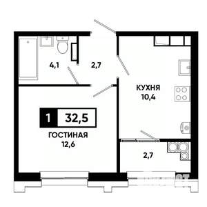 1-к квартира, строящийся дом, 33м2, 13/21 этаж