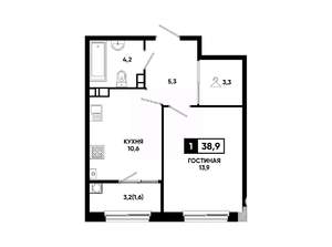 1-к квартира, вторичка, 39м2, 6/24 этаж