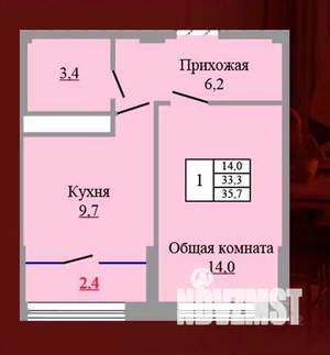1-к квартира, вторичка, 36м2, 3/9 этаж