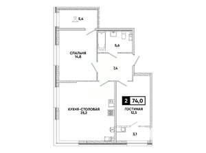 1-к квартира, вторичка, 74м2, 10/16 этаж