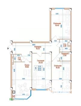 3-к квартира, вторичка, 100м2, 6/8 этаж