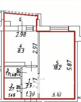 1-к квартира, вторичка, 37м2, 8/12 этаж