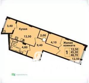 1-к квартира, вторичка, 50м2, 3/13 этаж