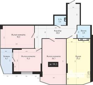 3-к квартира, вторичка, 119м2, 8/9 этаж