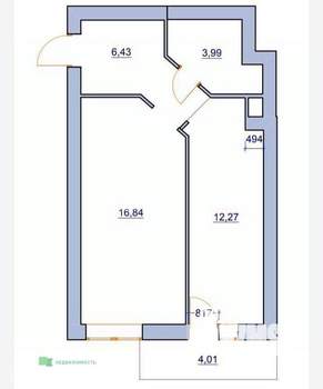 1-к квартира, вторичка, 40м2, 7/16 этаж