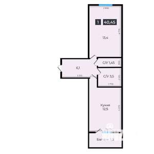 1-к квартира, вторичка, 40м2, 14/16 этаж