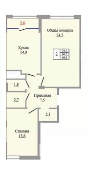 2-к квартира, вторичка, 69м2, 3/9 этаж