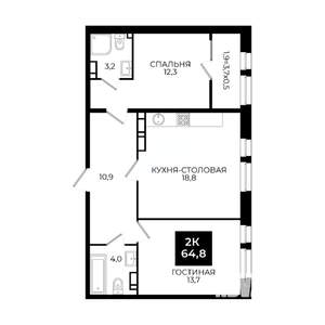 1-к квартира, вторичка, 65м2, 16/24 этаж