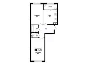 2-к квартира, вторичка, 61м2, 5/24 этаж