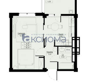 1-к квартира, вторичка, 36м2, 7/9 этаж