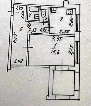 1-к квартира, вторичка, 42м2, 2/5 этаж