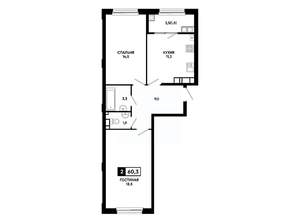 2-к квартира, вторичка, 60м2, 17/24 этаж