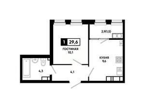 1-к квартира, вторичка, 30м2, 15/24 этаж