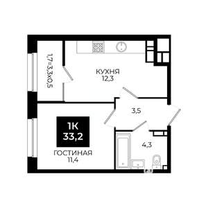 1-к квартира, вторичка, 33м2, 14/24 этаж