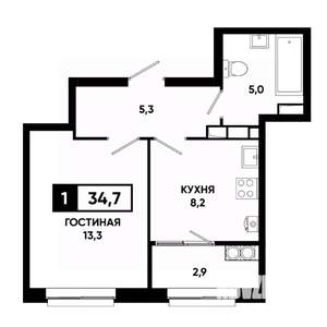 1-к квартира, вторичка, 35м2, 14/19 этаж