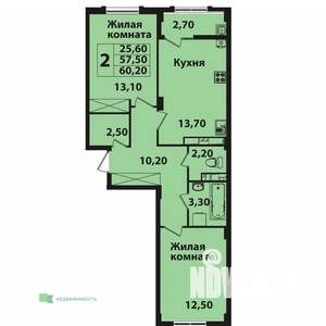 2-к квартира, вторичка, 61м2, 3/8 этаж