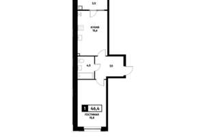 1-к квартира, вторичка, 46м2, 2/16 этаж