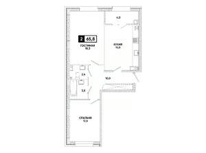 2-к квартира, вторичка, 66м2, 3/12 этаж