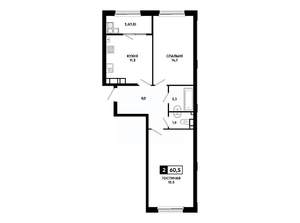 2-к квартира, вторичка, 61м2, 18/24 этаж