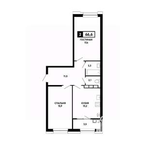 2-к квартира, вторичка, 67м2, 14/20 этаж
