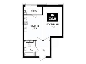 1-к квартира, вторичка, 37м2, 12/24 этаж