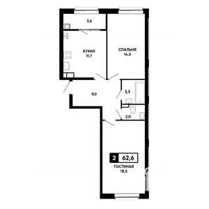 2-к квартира, вторичка, 63м2, 11/19 этаж