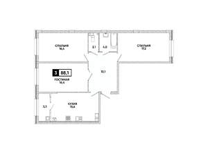 3-к квартира, вторичка, 88м2, 11/16 этаж