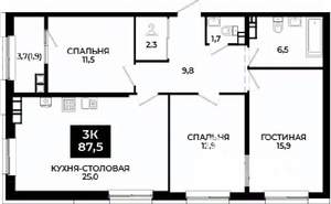 2-к квартира, вторичка, 88м2, 12/24 этаж