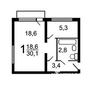 1-к квартира, вторичка, 31м2, 2/5 этаж