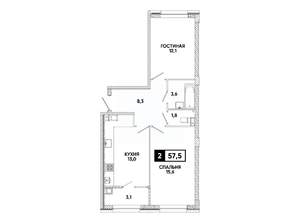 2-к квартира, вторичка, 58м2, 4/8 этаж