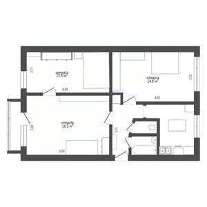3-к квартира, вторичка, 62м2, 3/5 этаж