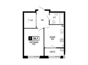 1-к квартира, вторичка, 39м2, 2/24 этаж