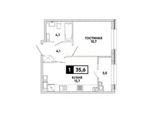 1-к квартира, вторичка, 36м2, 15/16 этаж