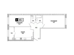 2-к квартира, вторичка, 65м2, 11/16 этаж