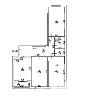 3-к квартира, строящийся дом, 87м2, 3/9 этаж