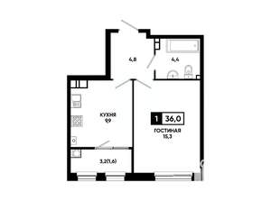 1-к квартира, вторичка, 36м2, 10/24 этаж
