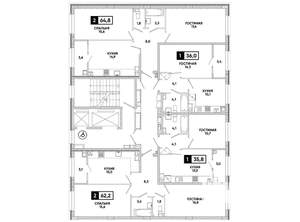 2-к квартира, вторичка, 65м2, 8/16 этаж