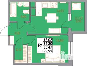 1-к квартира, вторичка, 38м2, 6/21 этаж