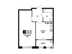 1-к квартира, вторичка, 40м2, 10/24 этаж