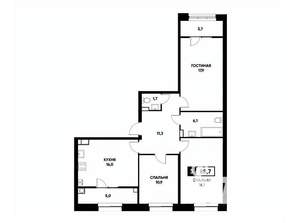 3-к квартира, вторичка, 89м2, 4/22 этаж