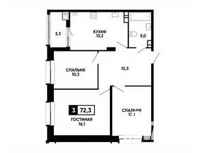 3-к квартира, вторичка, 72м2, 5/24 этаж