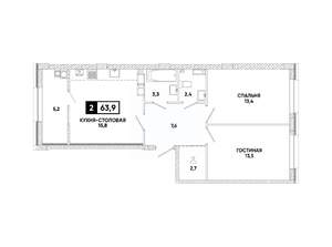 1-к квартира, вторичка, 64м2, 12/12 этаж