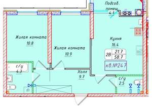 Студия квартира, вторичка, 59м2, 2/21 этаж