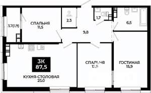 2-к квартира, вторичка, 88м2, 19/24 этаж