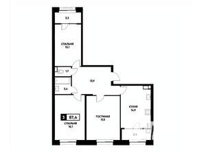 3-к квартира, вторичка, 87м2, 4/22 этаж