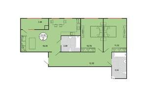 2-к квартира, строящийся дом, 66м2, 1/4 этаж