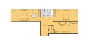 2-к квартира, строящийся дом, 67м2, 2/6 этаж