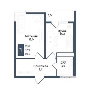 1-к квартира, вторичка, 41м2, 10/20 этаж